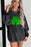 Black Sequin Embroidered Clover Corded Graphic Sweatshirt