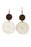 Beige Hollow Out Wooden Round Drop Earrings