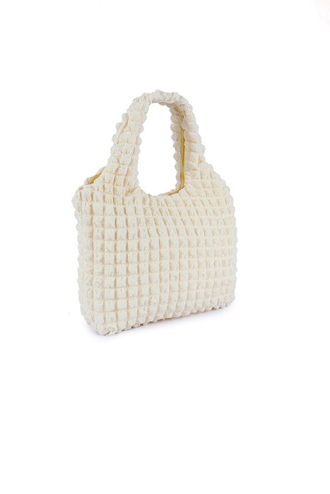 Rose Textured Pleated Bubble Shoulder Bag