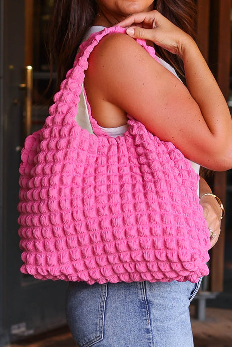 Rose Textured Pleated Bubble Shoulder Bag