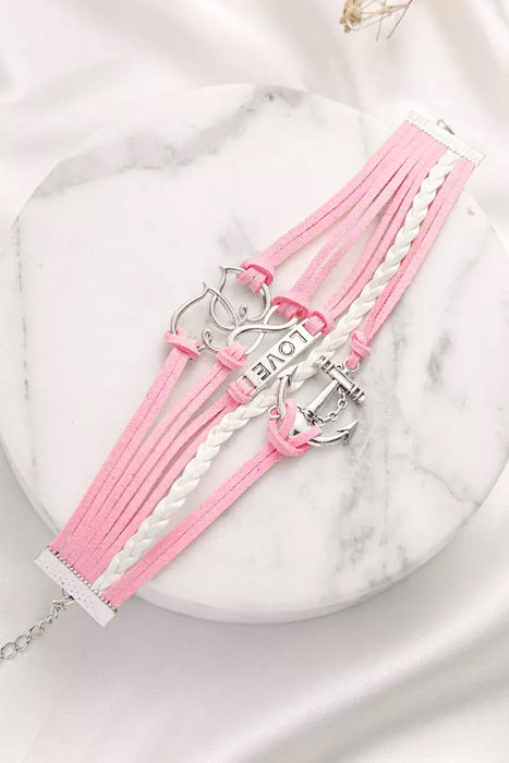 Pink LOVE Token Multi-layer Valentines Bracelet