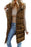 Brown Hooded Pocketed Quilted Long Vest Coat