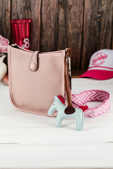 Pink Casual Solid Braid Strap Crossbody Bag