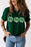 Green St Patrick Clover Patch Sequin Graphic T Shirt