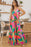 Multicolor Geometric Colorblock V Neck Tiered Maxi Dress