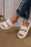 White Casual Soft Ribbed Double Straps Flat Slippers