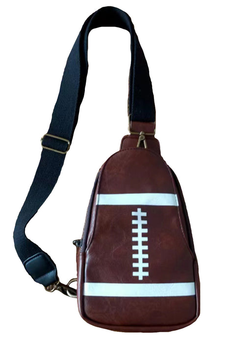 Brown Rugby PU Mini Crossbody Bag