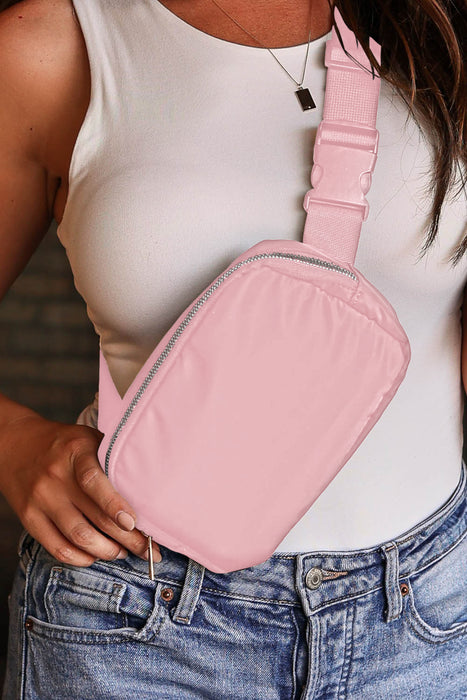 White Waterproof Zipped Fanny Pack Crossbody Sling Bag