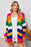 Multicolor Striped Print Button Front Knitted Long Cardigan