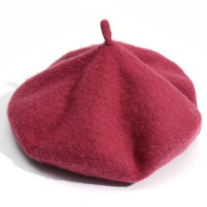 Artistic Wool Candy Color Painter Cap Fashionable Warm Hat