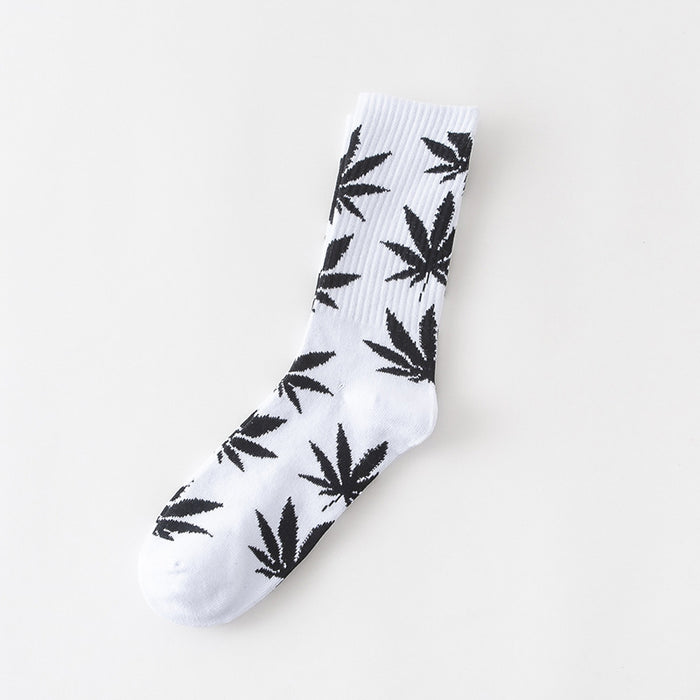 Women's Leaves Are Cotton Middle Tube Socks Thick