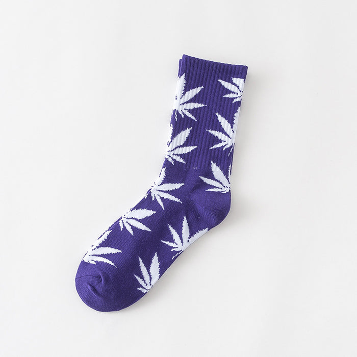 Women's Leaves Are Cotton Middle Tube Socks Thick