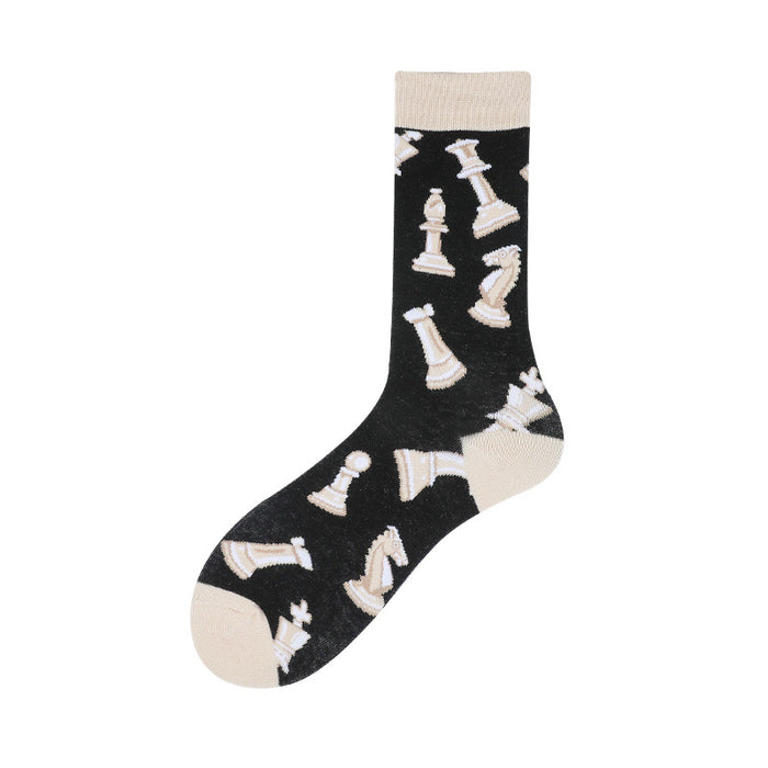 Mid-calf Length Men's Socks Cotton Fashion Geometry Pattern Stripes