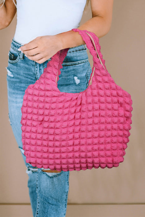 Rose Textured Pleated Bubble Shoulder Bag