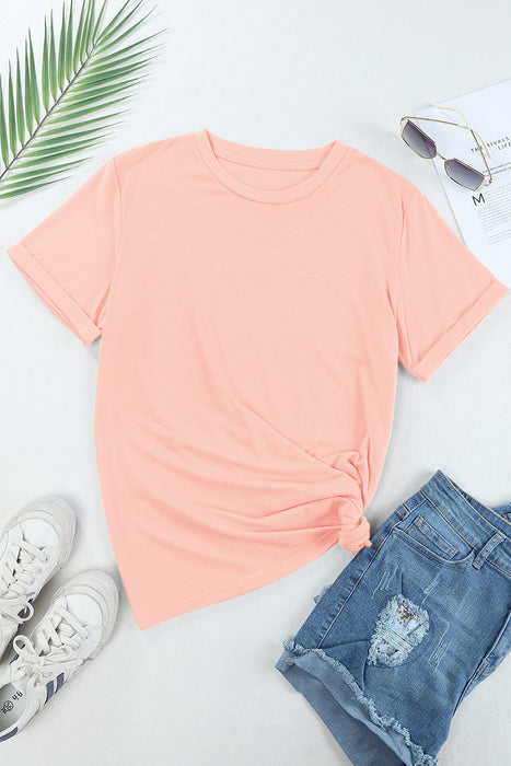 Pink Casual Easter Rabbit Graphic Round Neck Tee