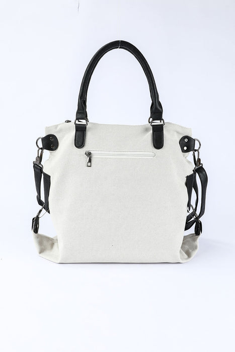 Beige Casual Star Pattern Canvas Tote Bag