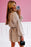 Flaxen Lapel Drop Shoulder Bubble Sleeve Belted Romper