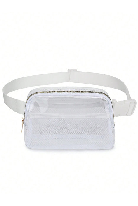 Black Adjustable Straps Zipper Clear Waist Bag