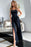 Black Spaghetti Straps Casual Slit Wide Leg Jumpsuit With Pockets