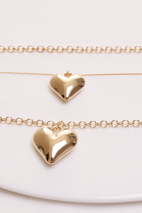 Gold Valentine Multi Layer Heart Shape Pendant Necklace