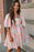 Pink Summer Floral Square Neck Puff Sleeve Babydoll Dress