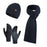 Winter Solid Color Scarf Hat Gloves Knitted Three-piece Suit