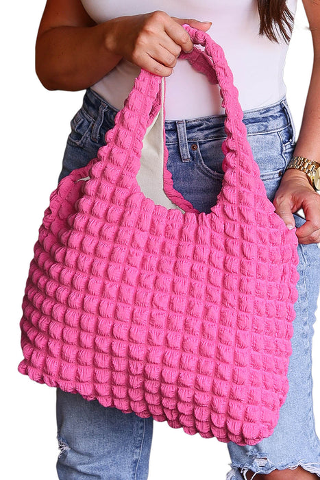 Rose Textured Pleated Bubble Shoulder Bag