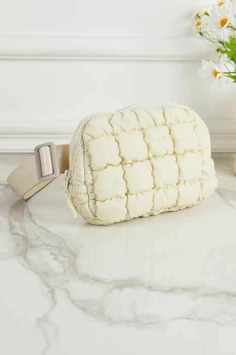 Beige Casual Puffy Quilted Crossbody Bag