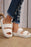 White Casual Soft Ribbed Double Straps Flat Slippers