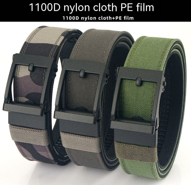 Outdoor Casual Dual-use Men's Automatic Buckle Belt Thickened Hardened Double-layer Hanging