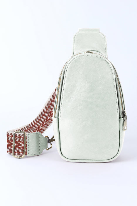 Gray Faux Leather Zipped Western Crossbody Sling Bag