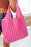 Rose Red Casual Plain Puffy Quilted Tote Bag