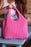 Rose Red Casual Plain Puffy Quilted Tote Bag