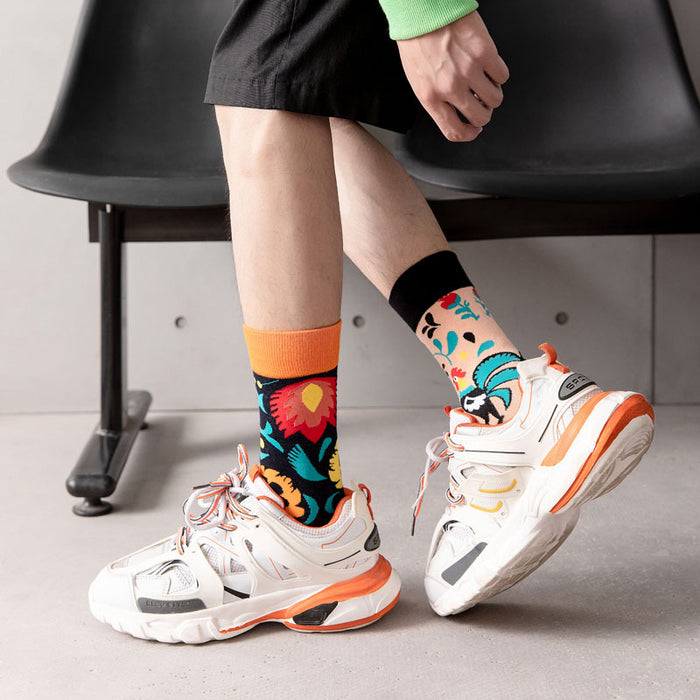 Men's Mid-calf Length Autumn And Winter New Casual Cartoon AB Foot Socks