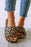 Black Leopard Print Open Toe Thick Flat Slippers