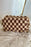 Sky Blue Checkered Knitted Zipper Makeup Bag