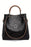 Black Leather Vintage Embossed Shoulder Bag with Handle