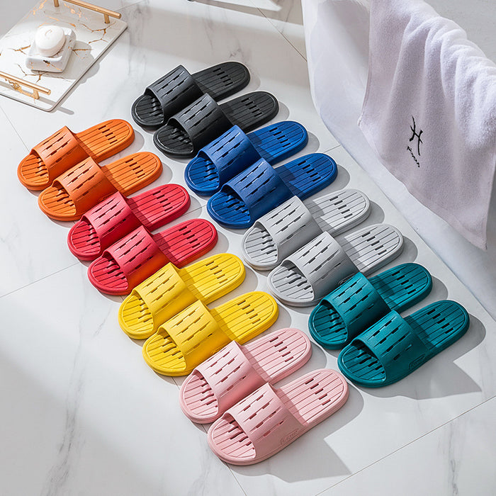 Anti-slip Striped Texture Hollow Design Slippers Women Floor Bathroom House Shoes Summer Indoor Home Slipper Couple