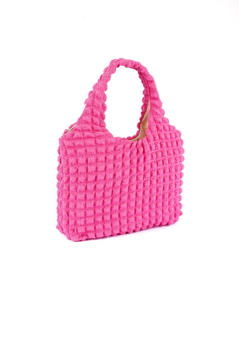 Rose Textured Pleated Bubble Shoulder Bag