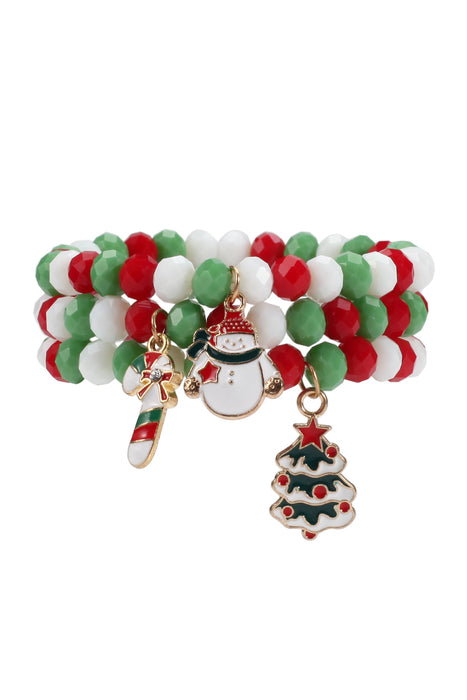 Multicolor Polyhedral Beads Christmas Multi-layer Bracelet