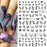 Black Butterfly Nails Stickers Decals White Flower Adhesive Manicure