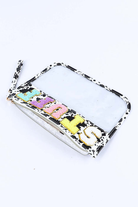 Multicolour STUFF Animal Print Transparent Zipped Handbag