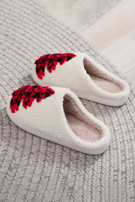 White Fuzzy Tree Pattern Christmas Fashion Home Slippers