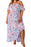 Pink Sea Shell Print Ruffled Sleeve Plus Size Maxi Dress