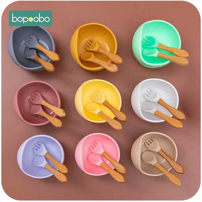 Bopoobo 1/2pc BPA Free Baby Silicone Spoon Baby Feeding Supplies Baby Silicone Fork Food Grade Newbornrn Accessories Teething