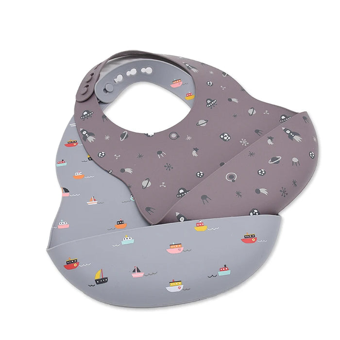 Baby Bibs Cartoon Silicone Bib Waterproof Baby Feeding Newborn Saliva Towel Toddler Aprons Adjustable Burp Cloth Dropshipping