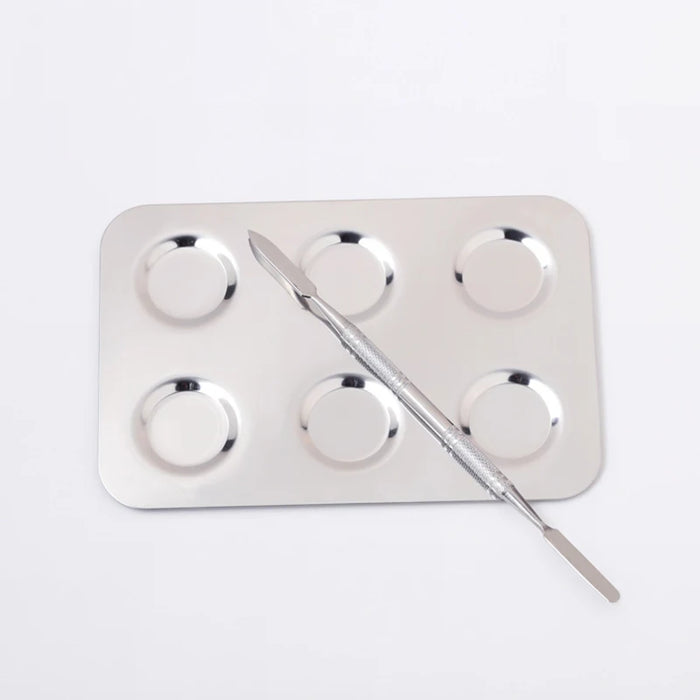 Stainless Steel Makeup Mixer Nail Art Polish Mixing Plate Foundation Eyeshadow Mixer Palette with Spatula Rod Beauty Tools