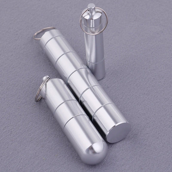 Capsule Shape Aluminum Pill Case Keychain Waterproof Outdoor Pocket Pill Holder Container Delicate Seal Medicine Organizer Box