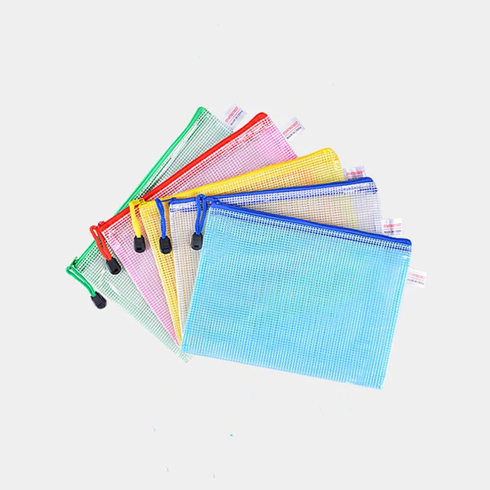 6pcs/Set Gridding Waterproof Zip Bag A3 A4 A5 A6 Transparent Document Bag Pen Filing Products Pocket Folder Office School Supply