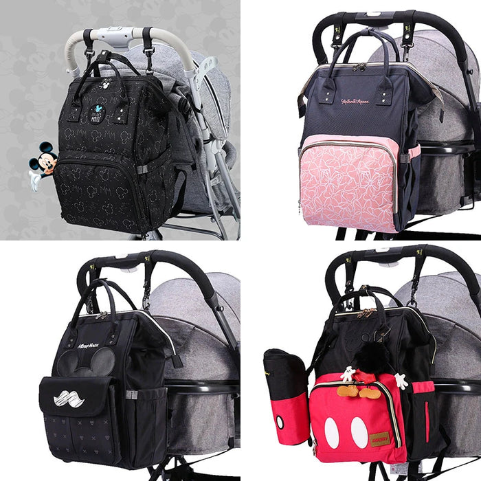 Disney Diaper Bag Backpack For Moms Baby Bag Maternity For Baby Care Nappy Bag Travel Stroller USB Heating Send Free 1Piar Hooks